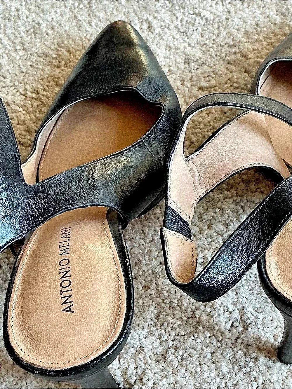 Antonio Melani Black Pointed-Toe Slingback Heels - size 9 1/2